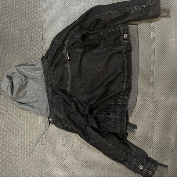 Motorcycle Protective Black Denim Jacket with Hood - Picture 3 of 3